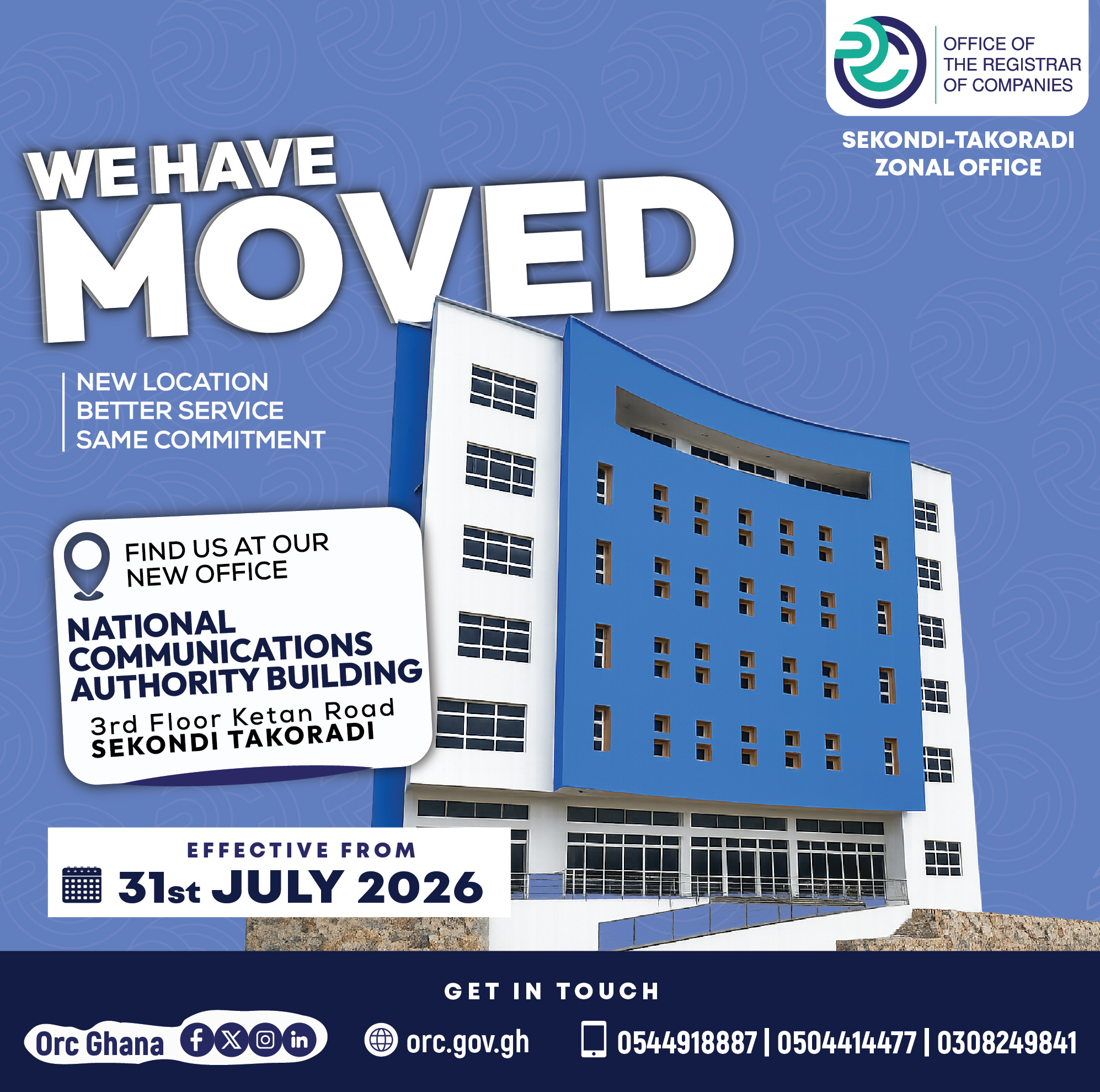 ORC Relocates Sekondi-Takoradi Zonal Office To The National Communications Authority Building