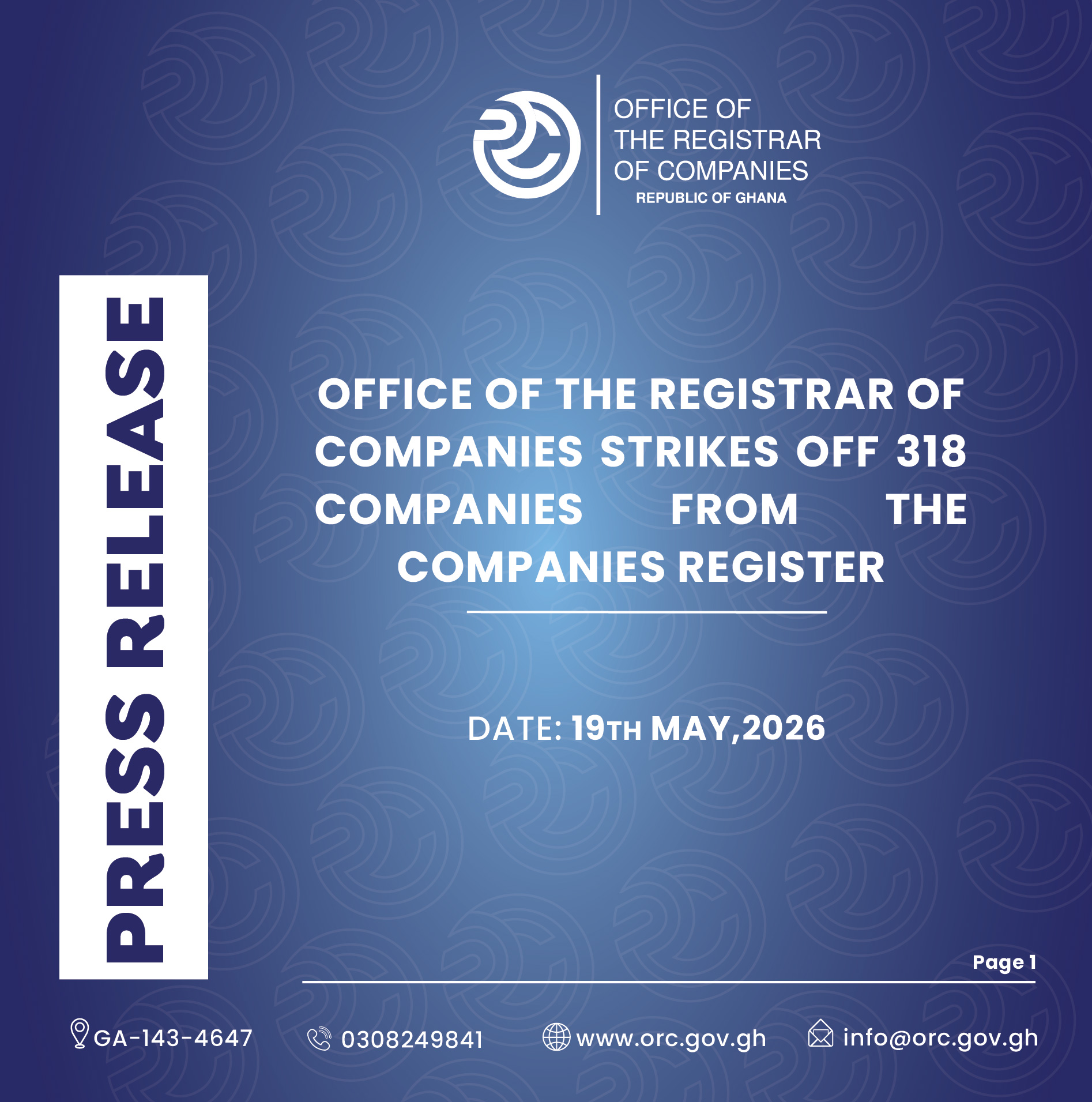 ORC Strike Off 318 Companies From Its Companies Register